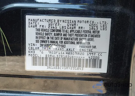 2024 Nissan Sentra Sv Xtronic Cvt из США, поврежденный, VIN 3N1AB8CV5RY231843